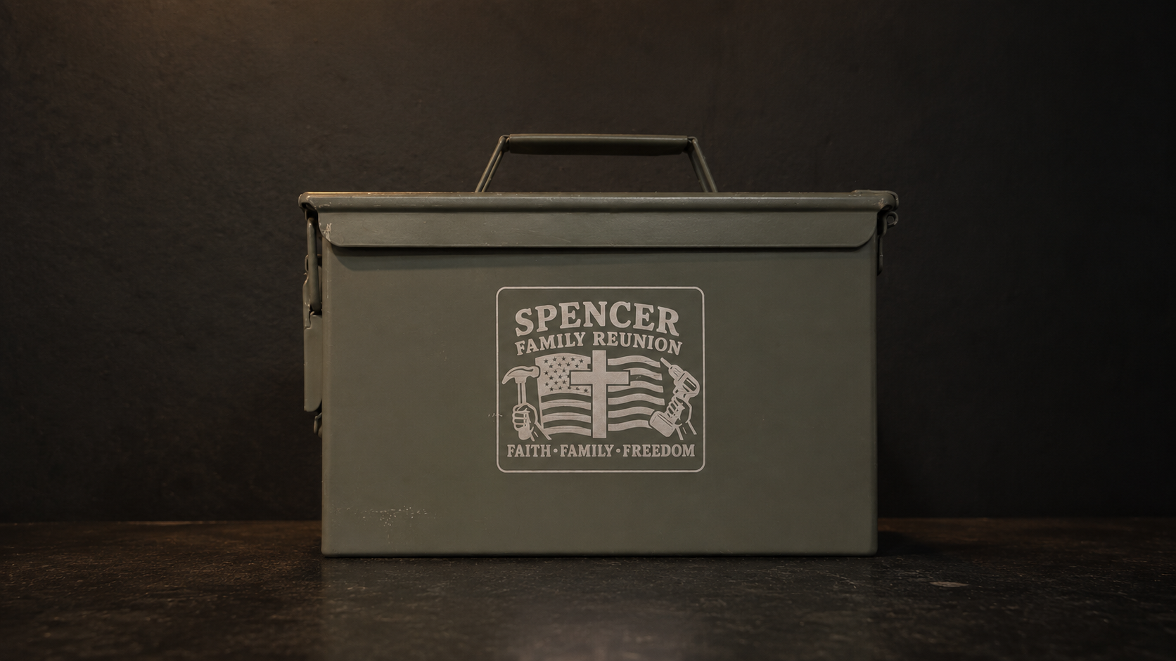 Custom engraved ammo can for a family reunion